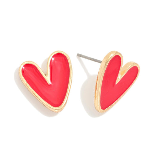 Enamel Heart Stud Earrings