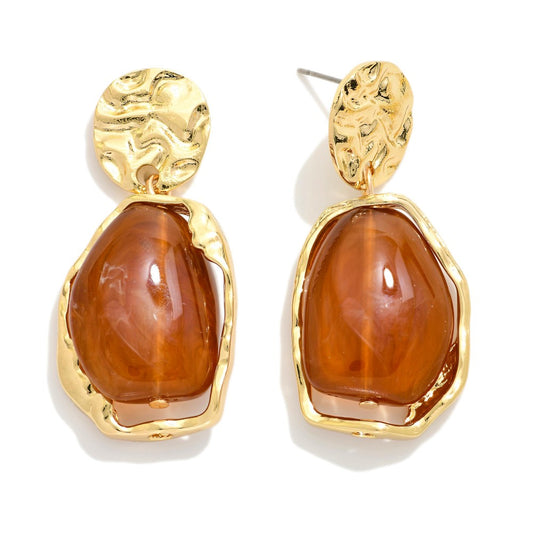 Metal Tone Hammered Drop Earrings